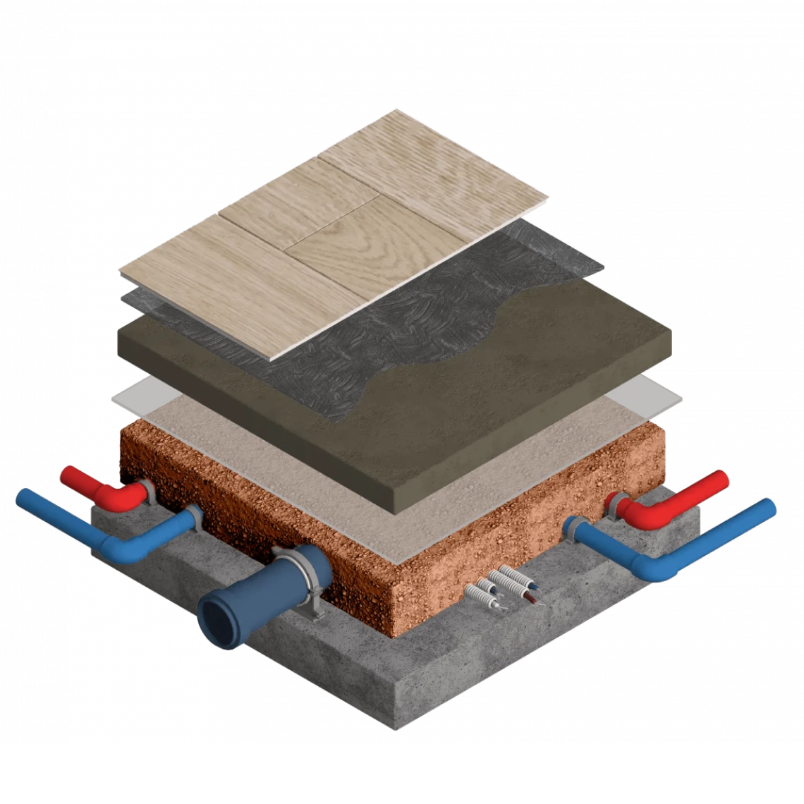 Сложный пол с коммуникациями